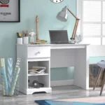 Campbell Wood Kids Desk with 1 Drawer and 2 Shelf Storage, White